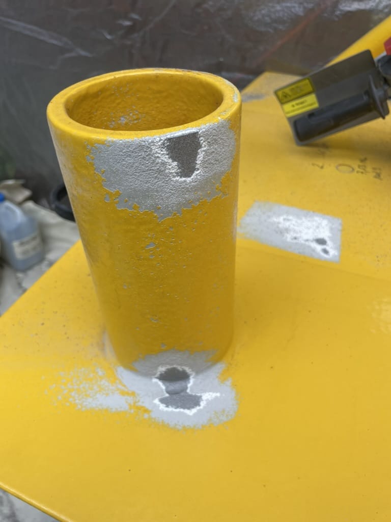 Spot-repairtest op een buis, resultaat